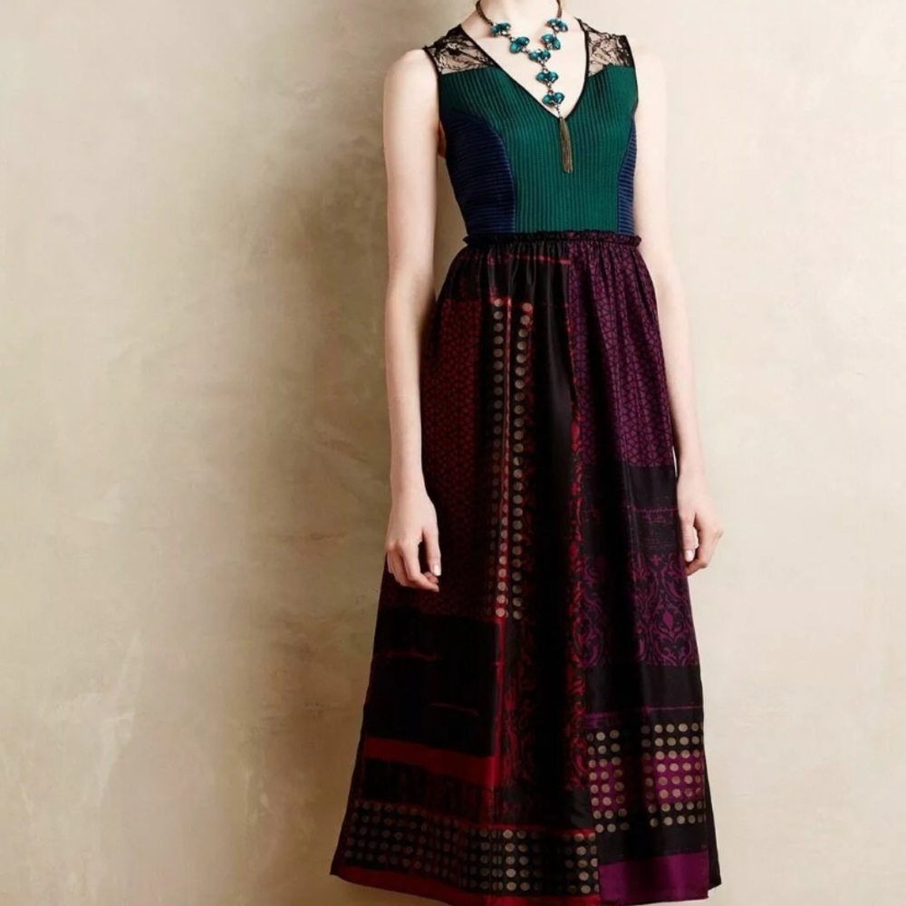 Niki Mahajan (Anthropologie) Mixed Print Dress